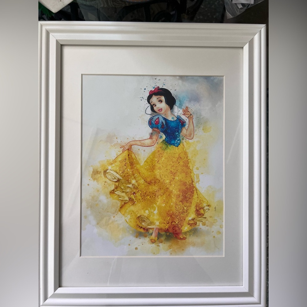 Disney Snow White Yellow & Blue Princess Wall Art White Framed and Matted Teal
